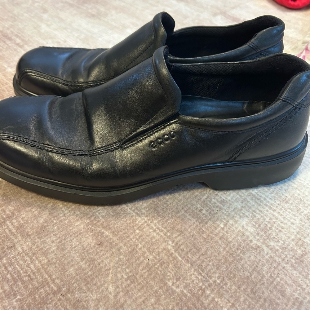 Ecco Black Leather Loafers Slip-On Shoes Sz 46 - Picture 5 of 8